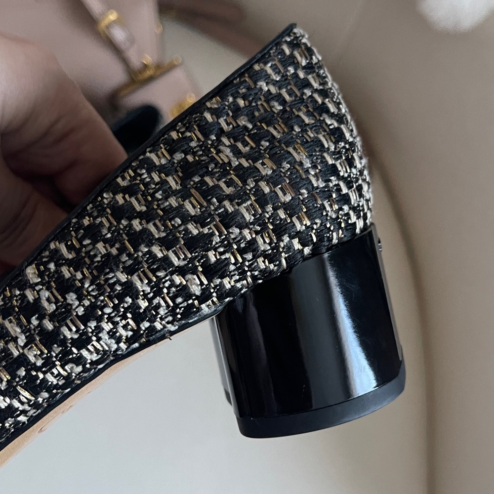 Franco Sarto Natalia Pump Black and Gold Tweed Shoes - Picture 6 of 11